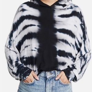 LNA Womens Small Rapture Tie Dye Hoodie Blue White Sweater